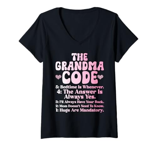 Damen The Grandma Code Muttertag Großmutter Granny Grandmom T-Shirt mit V-Ausschnitt von Funny Grandmother Grandparent Grandmom Gifts
