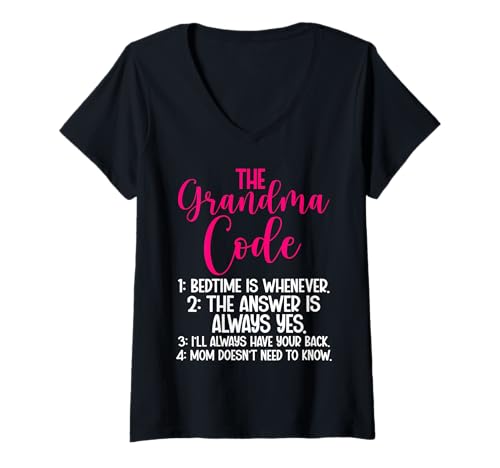 Damen The Grandma Code Muttertag Großmutter Granny Grandmom T-Shirt mit V-Ausschnitt von Funny Grandmother Grandparent Grandmom Gifts