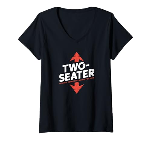 Damen Lustiges Zweisitzer-Auf- und Abwärtspfeil-Design T-Shirt mit V-Ausschnitt von Funny Graphic Design, Two Seater Joke