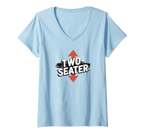 Damen Lustiges Zweisitzer-Auf- und Abwärtspfeil-Design T-Shirt mit V-Ausschnitt von Funny Graphic Design, Two Seater Joke