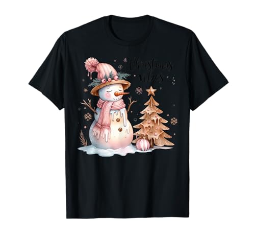 Funny Graphic Tees For Women and Men - Unisex Kinder T-Shirt - Schwarz - S - Cartoon Schneemann Christmas Vibes Winter Wonderland von Funny Graphic Tees For Women and Men
