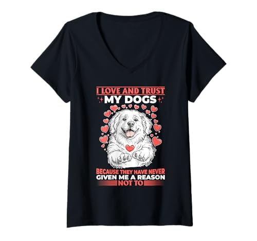 Damen Großer Pyrenäen-Hundebesitzer T-Shirt mit V-Ausschnitt von Funny Great Pyrenees Dog Graphics Co.