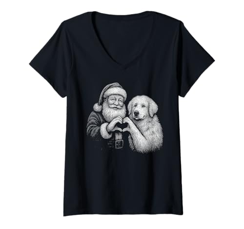 Damen Große Pyrenäen Weihnachtsmann Herzform Weihnachten Hundeliebhaber T-Shirt mit V-Ausschnitt Damen Große Pyrenäen Weihnachtsmann Herzform Weihnachten Hundeliebhaber T-Shirt mit V-Ausschnitt von Funny Great Pyrenees Holiday Dog Designs