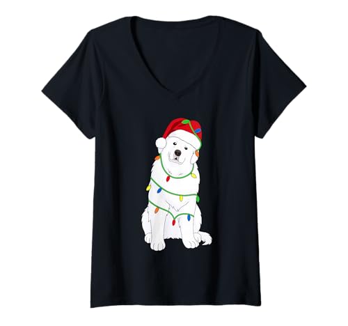 Damen Große Pyrenäen Weihnachtsbaum Lichter Urlaub Hundeliebhaber T-Shirt mit V-Ausschnitt Damen Große Pyrenäen Weihnachtsbaum Lichter Urlaub Hundeliebhaber T-Shirt mit V-Ausschnitt von Funny Great Pyrenees Xmas Tree Dog Designs