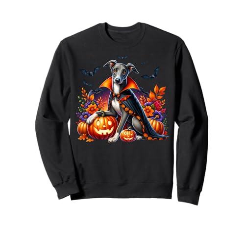 Halloween Dog Women Pumpkins Italian Greyhound Dog Vampire Sweatshirt Halloween Dog Women Pumpkins Italian Greyhound Dog Vampire Sweatshirt von Funny Greyhound Themed Gifts For Halloween Lovers