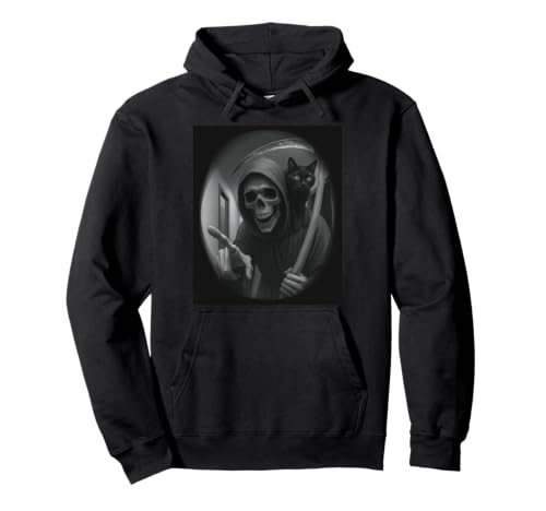 Funny Grim Reaper Cat Dark Humor Halloween Graphic Men Pullover Hoodie Funny Grim Reaper Cat Dark Humor Halloween Graphic Men Pullover Hoodie von Funny Grim Reaper Knocking Doorbell Selfie