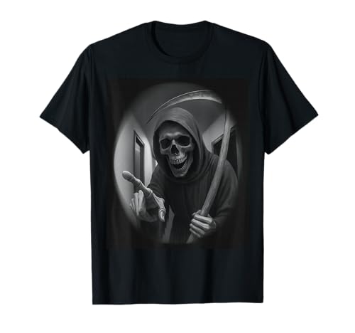 Funny Grim Reaper Doorbell Dark Humor Halloween Graphic Men T-Shirt Funny Grim Reaper Doorbell Dark Humor Halloween Graphic Men T-Shirt von Funny Grim Reaper Knocking Doorbell Selfie