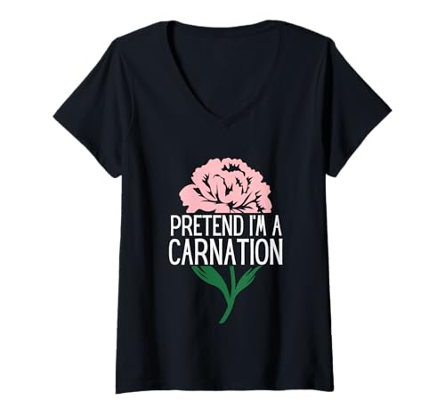 Damen Lustiges Floristen-Halloween-Kostüm Pretend I'm A Carnation T-Shirt mit V-Ausschnitt von Funny Group Costume from the Pumpkin Patch