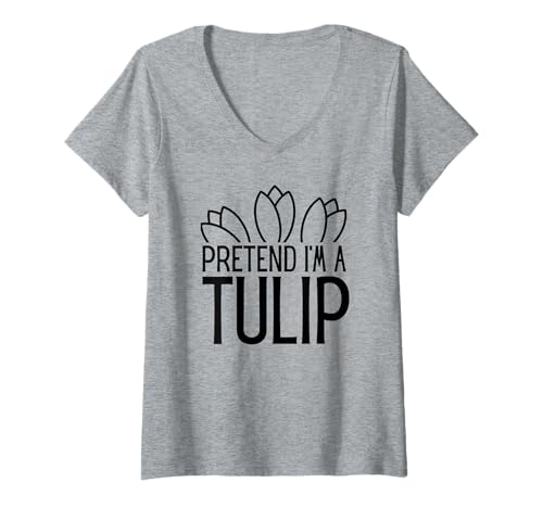 Damen Lustiges Floristen-Halloween-Kostüm Pretend I'm A Tulip T-Shirt mit V-Ausschnitt von Funny Group Costume from the Pumpkin Patch