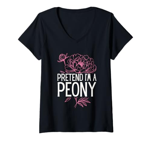 Damen Pretend I'm a Peony Florist Kostüm T-Shirt mit V-Ausschnitt von Funny Group Costume from the Pumpkin Patch