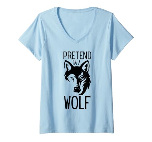 Damen Pretend I'm a Wolf Halloween-Kostüm T-Shirt mit V-Ausschnitt von Funny Group Costume from the Pumpkin Patch