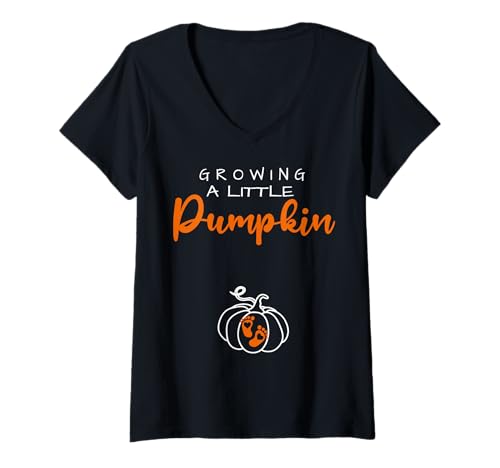 Damen Einen kleinen Kürbis anbauen Lustige Schwangerschaft T-Shirt mit V-Ausschnitt Damen Einen kleinen Kürbis anbauen Lustige Schwangerschaft T-Shirt mit V-Ausschnitt von Funny Growing A Little Pumpkin Tee Shirt