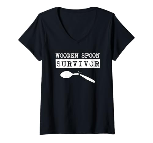 Damen Holzlöffel Survivor für Männer Frauen Italienisch Filipino T-Shirt mit V-Ausschnitt Damen Holzlöffel Survivor für Männer Frauen Italienisch Filipino T-Shirt mit V-Ausschnitt von Funny Growing Up Sayings