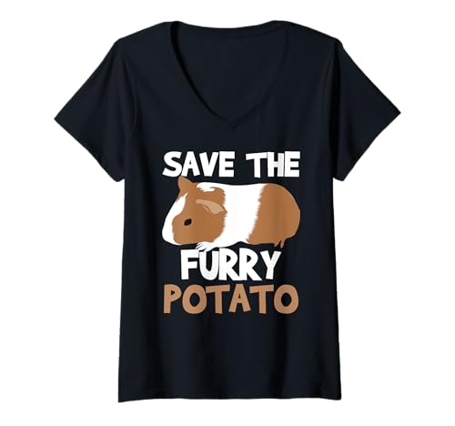 Damen Save Furry Potato Lustiges Meerschweinchen-Liebhaber, Mutter, Frauen, Mädchen T-Shirt mit V-Ausschnitt Damen Save Furry Potato Lustiges Meerschweinchen-Liebhaber, Mutter, Frauen, Mädchen T-Shirt mit V-Ausschnitt von Funny Guinea Pig Lover Apparel For Mom Women Girls