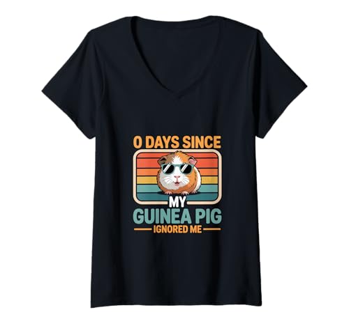 Damen 0 Tage, seit Mein Meerschweinchen Mich ignoriert hat Meerschweinchenliebhaber T-Shirt mit V-Ausschnitt Damen 0 Tage, seit Mein Meerschweinchen Mich ignoriert hat Meerschweinchenliebhaber T-Shirt mit V-Ausschnitt von Funny Guinea Pig Shirts For Men Women Gift