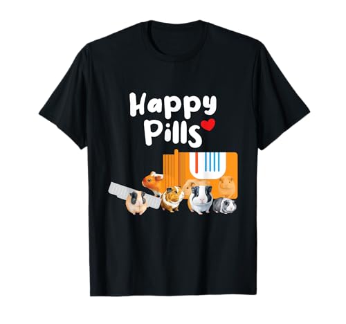 Funny Guinea Pig Shirts Damen Meerschweinchen-T-Shirt Unisex-Erwachsene Kurzarm T-Shirt Schwarz S Happy Pills Meerschweinchen-Design Funny Guinea Pig Shirts Damen Meerschweinchen-T-Shirt Unisex-Erwachsene Kurzarm T-Shirt Schwarz S Happy Pills Meerschweinchen-Design von Funny Guinea Pig Shirts