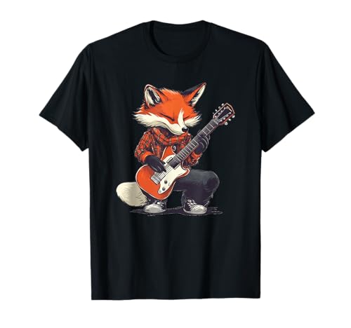 Rock'n Roll Fox Outfit für Erwachsene und Kinder T-Shirt von Funny Guitar Fox