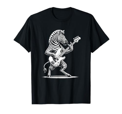 Rock n Roll Zebra spielt Gitarre Lustig Herren Damen Zebra T-Shirt von Funny Guitar Zebra Lovers Costume for Guitarist