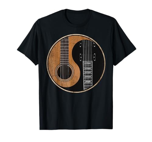Ying Yang Gitarrenplektrum Gitarrenplektrum Gitarrenliebhaber Jungen Herren T-Shirt von Funny Guitarist Guitar Lover Apparel Co.
