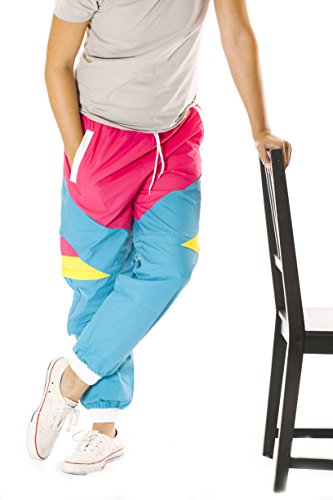 Funny Guy Mugs Windbreaker-Hose, 80er und 90er Jahre, Retro, Neonfarben, Wie Totally Neon., X-Groß von Funny Guy Mugs