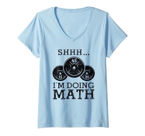 Damen Lustiges Fitness-Studio, Mathematik, Bodybuilding, Gewichtheben T-Shirt mit V-Ausschnitt von Funny Gym Apparel & Gifts