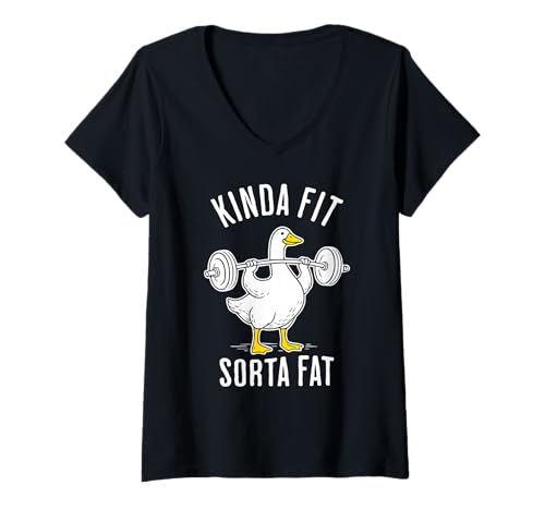 Damen Kinda Fit Sorta Fat Silly Funny Goose Fitnessstudio Bodybuilding T-Shirt mit V-Ausschnitt Damen Kinda Fit Sorta Fat Silly Funny Goose Fitnessstudio Bodybuilding T-Shirt mit V-Ausschnitt von Funny Gym Fitness Designs