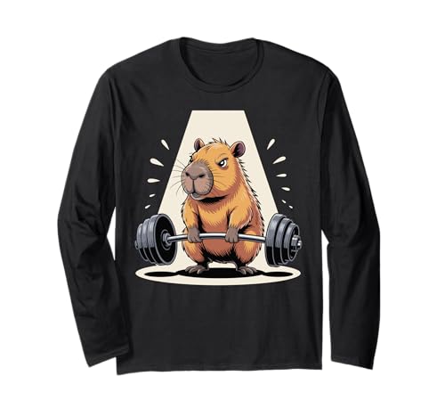 Capybara Lustiger Fitness-Capy-Liebhaber, Herren, Damen, Kinder Langarmshirt von Funny Gym Fitness for Capybara Lover