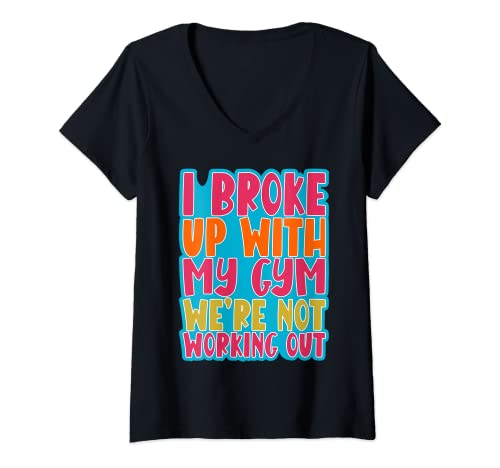 Damen Lustig, ich habe mit meinem Fitnessstudio Schluss gemacht Wir trainieren nicht T-Shirt mit V-Ausschnitt Damen Lustig, ich habe mit meinem Fitnessstudio Schluss gemacht Wir trainieren nicht T-Shirt mit V-Ausschnitt von Funny Gym Golden Rat Merch Store