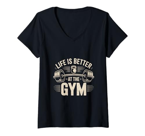 Damen Lustiges Fitnessstudio Zitate Life is Better at The Gym Motivational T-Shirt mit V-Ausschnitt Damen Lustiges Fitnessstudio Zitate Life is Better at The Gym Motivational T-Shirt mit V-Ausschnitt von Funny Gym Memes Life Is Better At The Gym Shirt