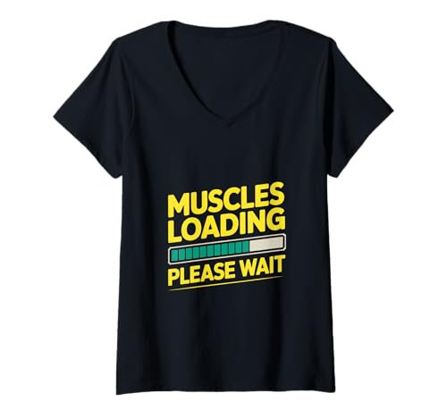 Damen Lustiges Fitness-Studio-Zitat "Muscles Loading Please Wait Gym Motivational T-Shirt mit V-Ausschnitt Damen Lustiges Fitness-Studio-Zitat "Muscles Loading Please Wait Gym Motivational T-Shirt mit V-Ausschnitt von Funny Gym Memes Wait Muscles Loading Gym Shirt