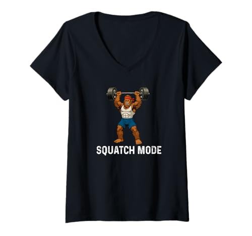 Damen Squatch-Modus – Bigfoot Sasquatch Gewichtheben Fitness T-Shirt mit V-Ausschnitt Damen Squatch-Modus – Bigfoot Sasquatch Gewichtheben Fitness T-Shirt mit V-Ausschnitt von Funny Gym Workout Sarcastic Pun Humor Joke by RJ