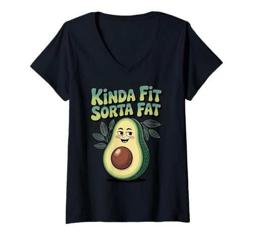 Damen Kinda Fit Sorta Fat Lustiges Fitnessstudio T-Shirt mit V-Ausschnitt Damen Kinda Fit Sorta Fat Lustiges Fitnessstudio T-Shirt mit V-Ausschnitt von Funny Gym