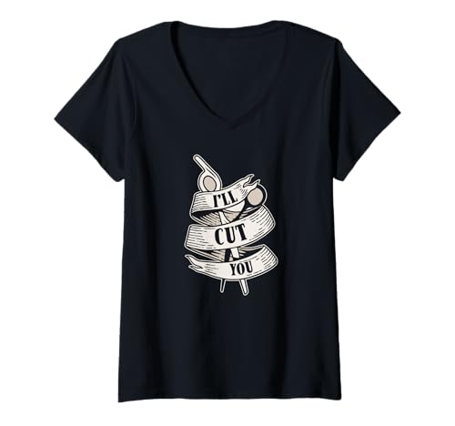 Damen Friseur Friseur Friseur Barber T-Shirt mit V-Ausschnitt von Funny Hairdresser and Hairstylist