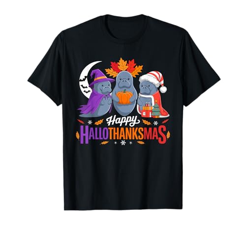 Happy HalloThanksmas Seeküh Niedlich Festlich Männer Frauen Kinder T-Shirt Happy HalloThanksmas Seeküh Niedlich Festlich Männer Frauen Kinder T-Shirt von Funny Hallothanksmas Manatee Family Squad Design