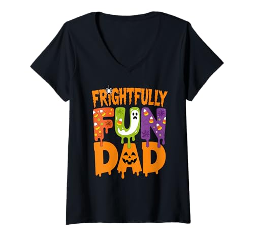 Damen Schrecklich lustiges Halloween-Geister-Bonbonkostüm für Papa T-Shirt mit V-Ausschnitt Damen Schrecklich lustiges Halloween-Geister-Bonbonkostüm für Papa T-Shirt mit V-Ausschnitt von Funny Halloween Apparel for Cool Spooky Dads Only