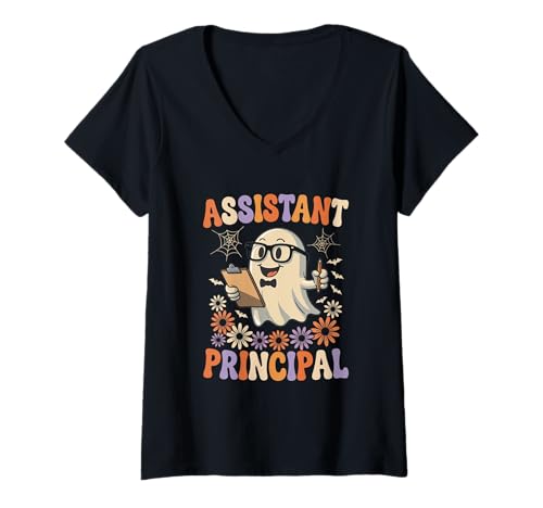 Damen Lustiger stellvertretender Schulleiter Halloween-Schularbeiter Assistent T-Shirt mit V-Ausschnitt Damen Lustiger stellvertretender Schulleiter Halloween-Schularbeiter Assistent T-Shirt mit V-Ausschnitt von Funny Halloween Assistant Principal Apparel