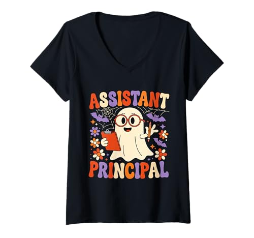 Damen Lustiger stellvertretender Schulleiter Halloween-Schularbeiter Assistent T-Shirt mit V-Ausschnitt Damen Lustiger stellvertretender Schulleiter Halloween-Schularbeiter Assistent T-Shirt mit V-Ausschnitt von Funny Halloween Assistant Principal Apparel