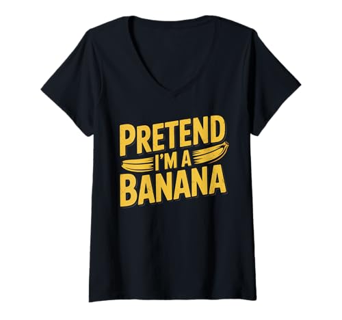 Damen Funny Fruit Banana Lover Halloween Party Pretend I'm a Banana T-Shirt mit V-Ausschnitt Damen Funny Fruit Banana Lover Halloween Party Pretend I'm a Banana T-Shirt mit V-Ausschnitt von Funny Halloween Banana Lover Costume Gifts Idea