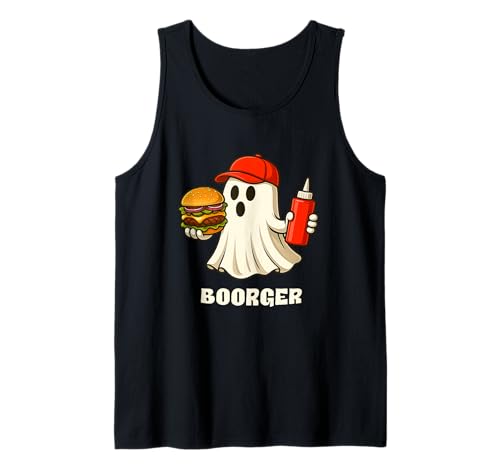 Boorger Halloween Ghost Foodie Halloween Burger Delivery Man Tank Top von Funny Halloween Burger Novelty Tops ...