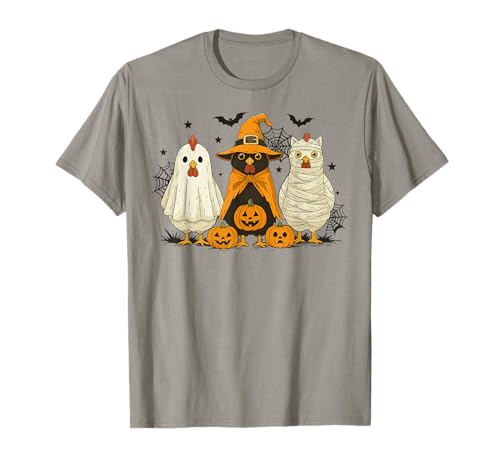 Retro Huhn Hexe Gruseliger Halloween Kürbis Damen Herren Kinder T-Shirt von Funny Halloween Chickens Costume Apparel