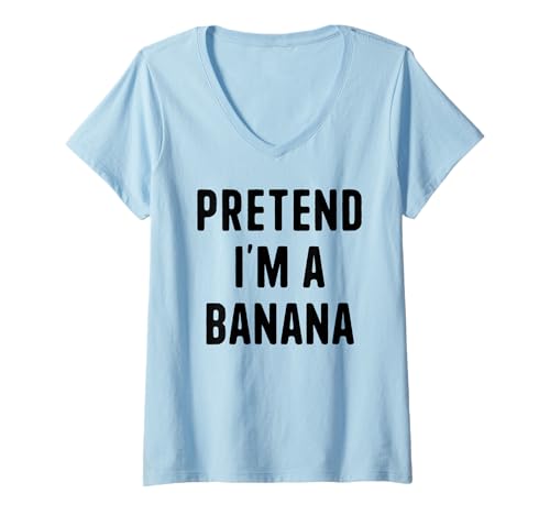 Damen Pretend I'm A Banana Lustiges Easy Lazy Halloween-Kostüm T-Shirt mit V-Ausschnitt von Funny Halloween Costume Designs