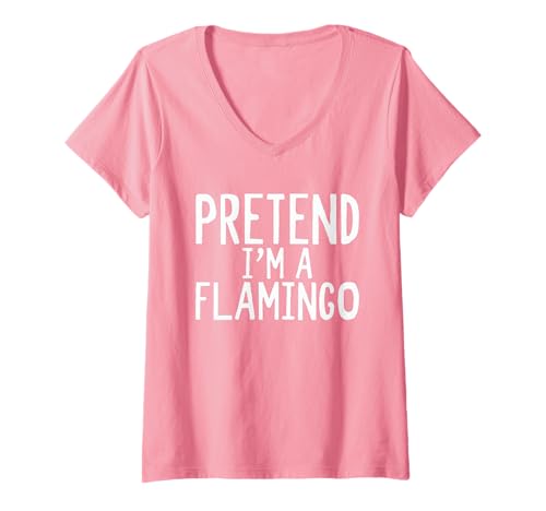 Damen Pretend I'm A Flamingo, lustiges Halloween-Kostüm-Party T-Shirt mit V-Ausschnitt von Funny Halloween Costume Designs