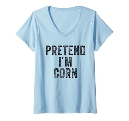 Damen Pretend I'm Corn Lustiges Easy Lazy Halloween-Kostüm T-Shirt mit V-Ausschnitt von Funny Halloween Costume Designs