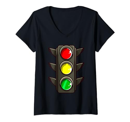 Damen Ampel Halloween Kostüm Stop Go Grün Gelb Rot T-Shirt mit V-Ausschnitt Damen Ampel Halloween Kostüm Stop Go Grün Gelb Rot T-Shirt mit V-Ausschnitt von Funny Halloween Costume Holiday Party Gift Store