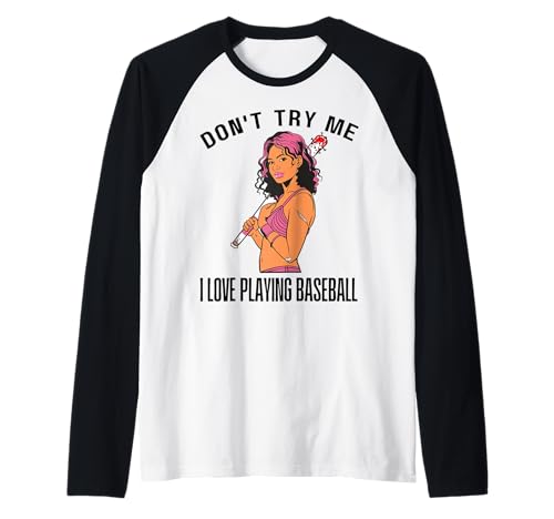 Versuche Mich Nicht, ich Liebe es, Hood Baseball zu Spielen Melanin Black Girl Raglan von Funny Halloween Costume Hood Baseball Bat Fun Gift