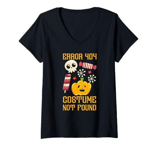 Damen Error 404 Kostüm Nicht gefunden Süßigkeiten Lustiger Geek Halloween T-Shirt mit V-Ausschnitt Damen Error 404 Kostüm Nicht gefunden Süßigkeiten Lustiger Geek Halloween T-Shirt mit V-Ausschnitt von Funny Halloween Costume for Holidays and Party