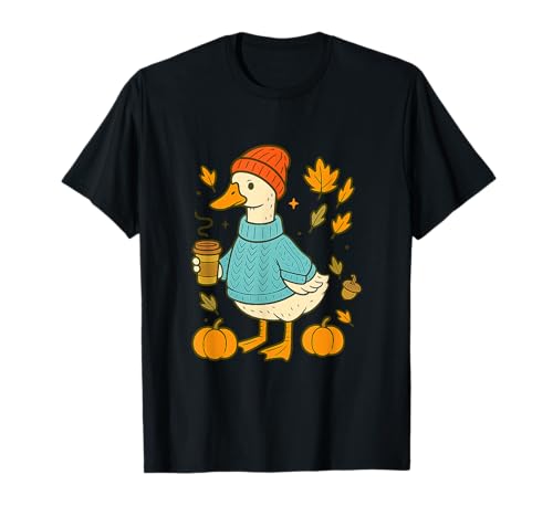 Herbst Ente Kaffee Kürbis Thanksgiving Herbst Blätter Frauen T-Shirt Herbst Ente Kaffee Kürbis Thanksgiving Herbst Blätter Frauen T-Shirt von Funny Halloween Duck Autumn Tee Co.