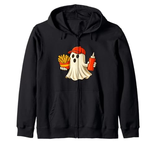 French Fries Halloween Ghost Foodie Halloween Delivery Man Kapuzenjacke von Funny Halloween French Fries Novelty Tops ...