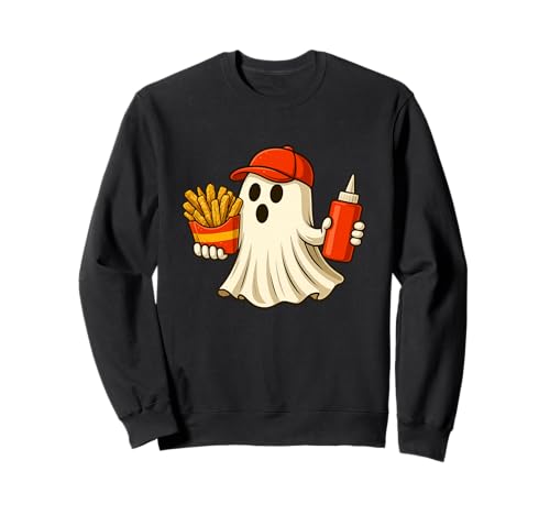 French Fries Halloween Ghost Foodie Halloween Delivery Man Sweatshirt von Funny Halloween French Fries Novelty Tops ...