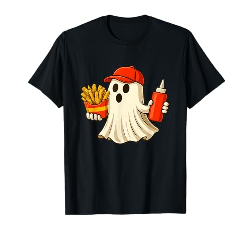 French Fries Halloween Ghost Foodie Halloween Delivery Man T-Shirt von Funny Halloween French Fries Novelty Tops ...